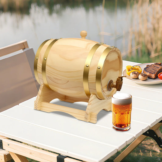 Bymaocar Wood Barrel Dispenser With Faucet For Home Bar Decor