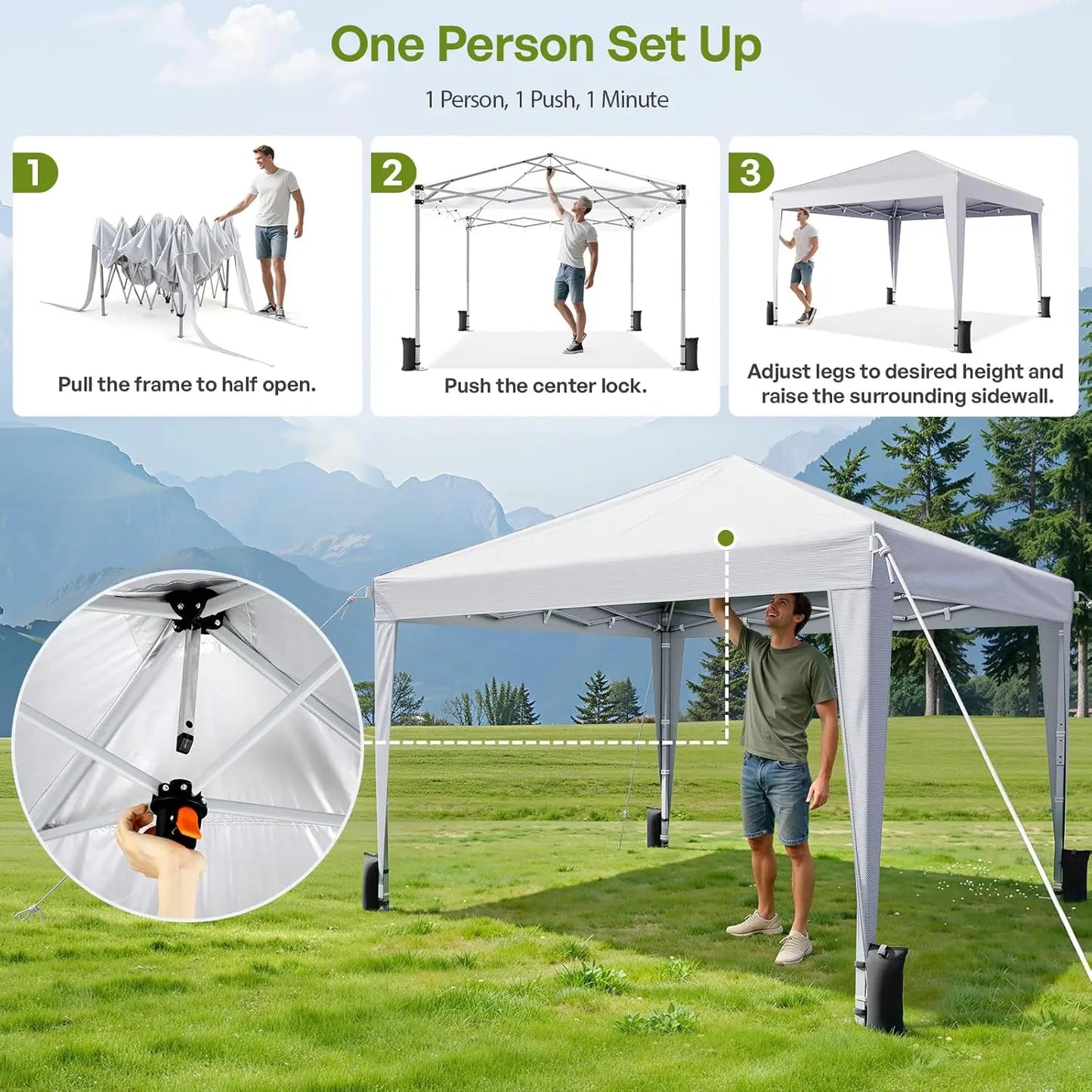 Pop Up Canopy With Sidewalls UV Blocking Tent For Events