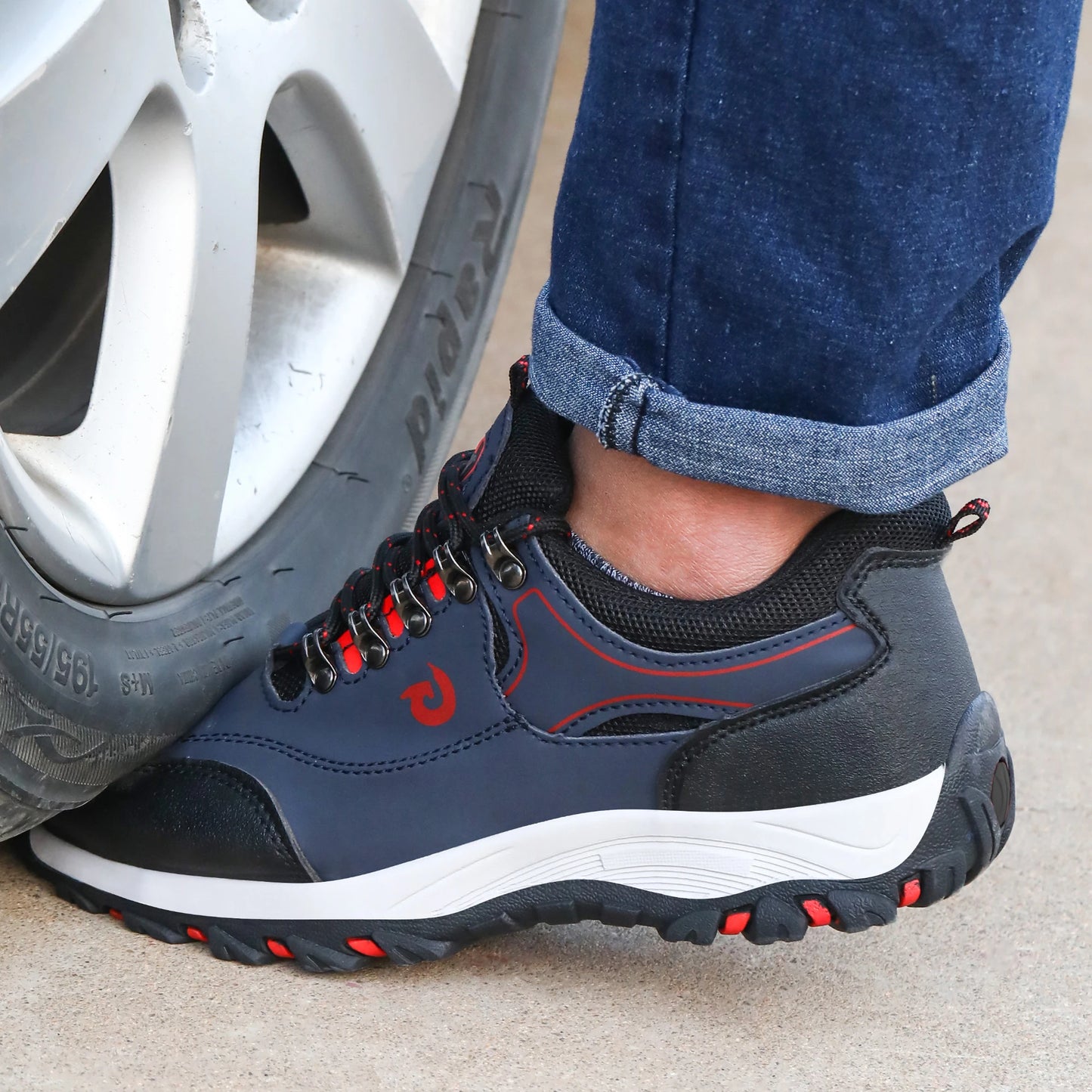 Manlegu Men's Steel Toe Safety Shoes Anti-Puncture Non-Slip Boots