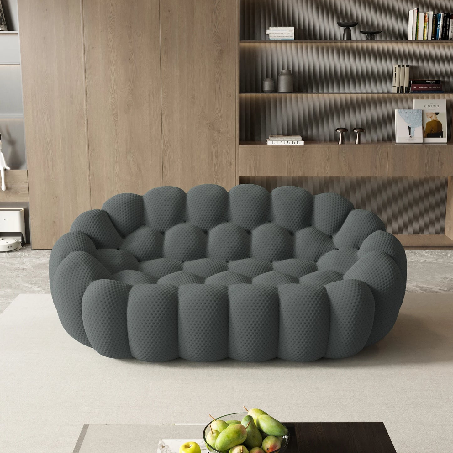 Sdorens Modern Curved Sofa 3D Knitted Fabric Loveseat Living Room