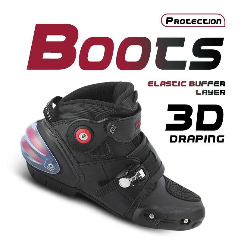 Men's Leather Motorcycle Shoes Breathable Ankle Boots For Spring Summer