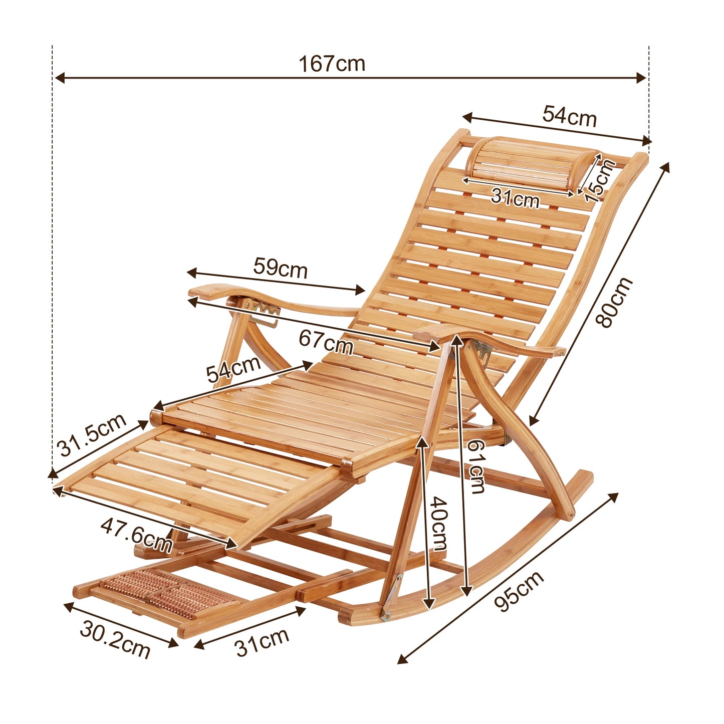 Heavy Duty Bamboo Folding Rocking Chair For Living Room Or Outdoor Use