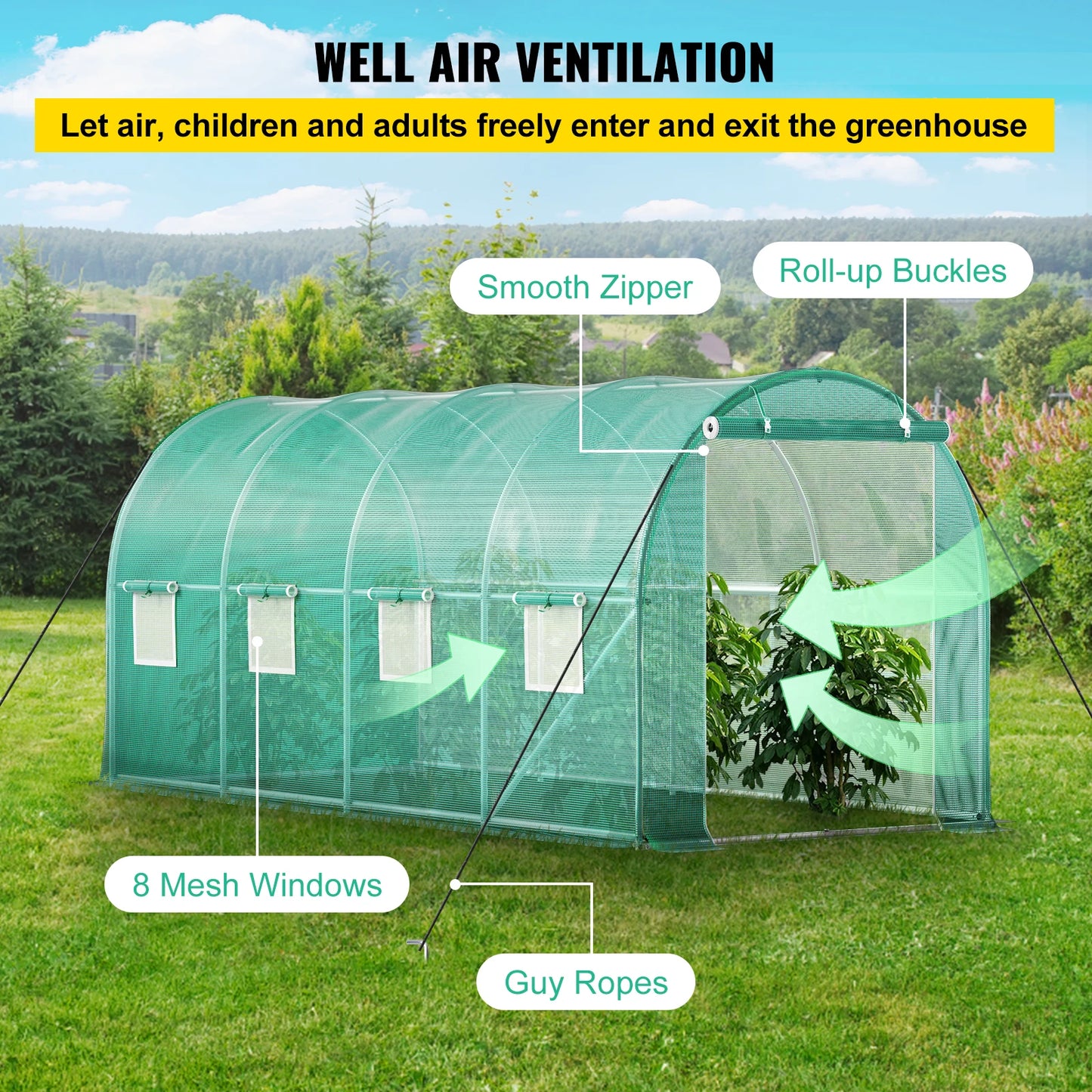 SucceBuy Walk In Tunnel Greenhouse With Waterproof Cover