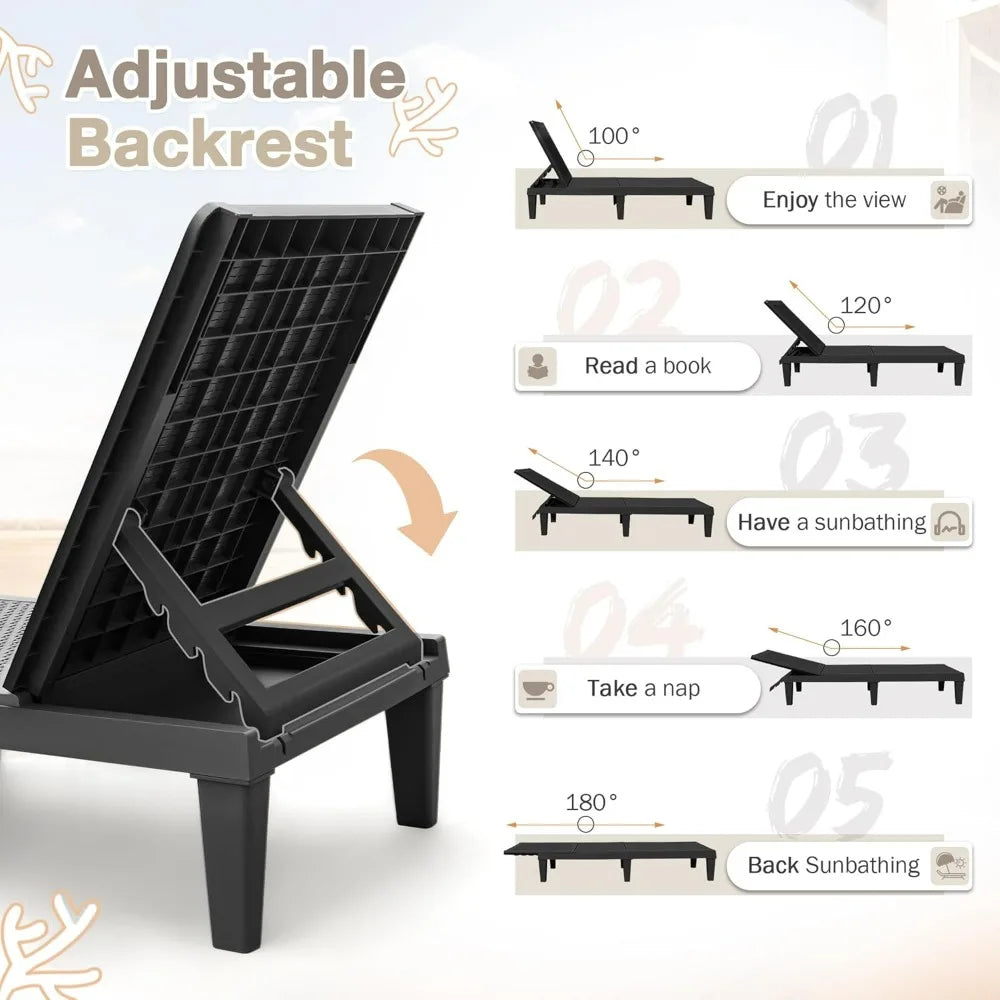 Homall Outdoor Lounge Chairs Set Of Two With Adjustable Backrest