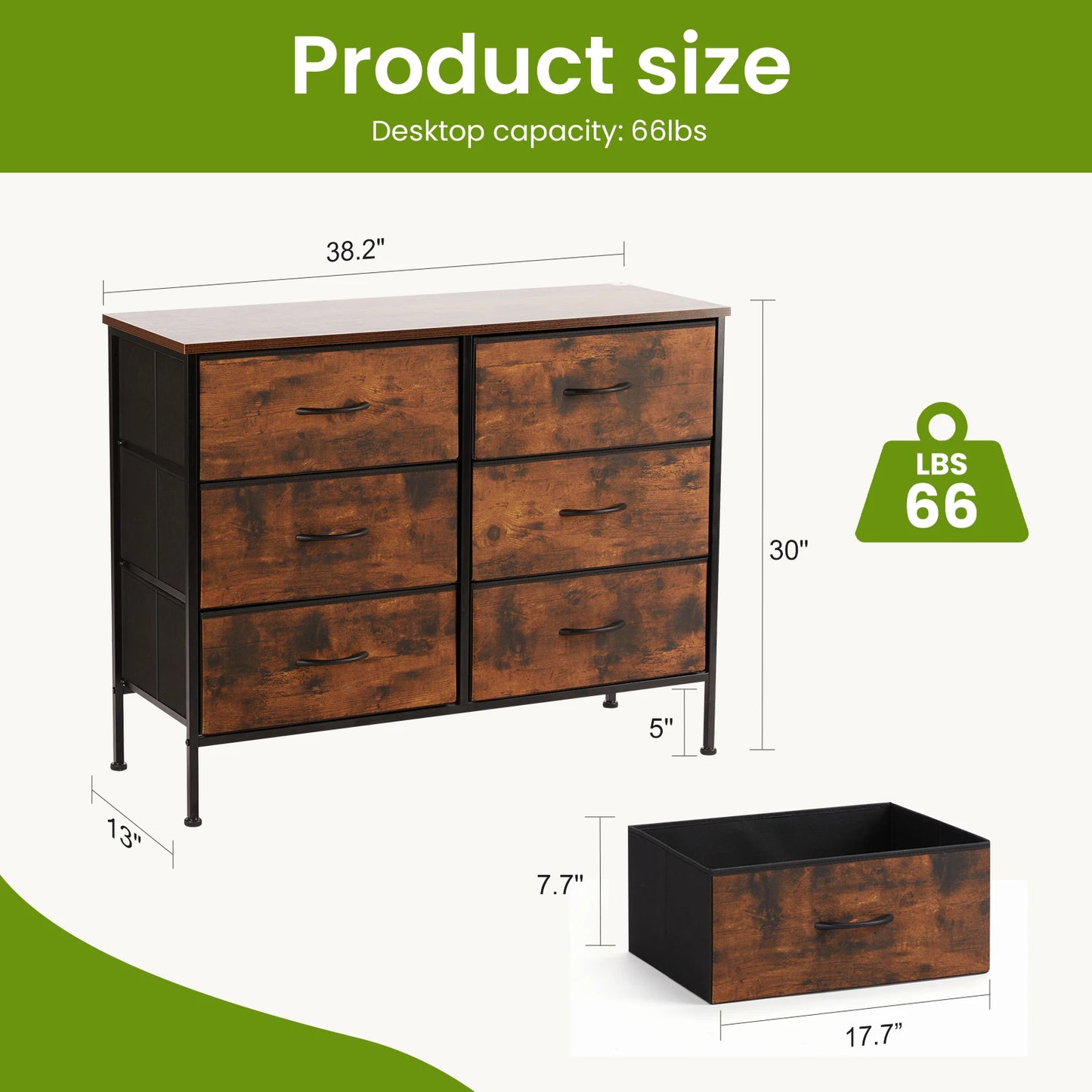 JHK Fabric Cabinet With Six Drawers For Living Room Storage