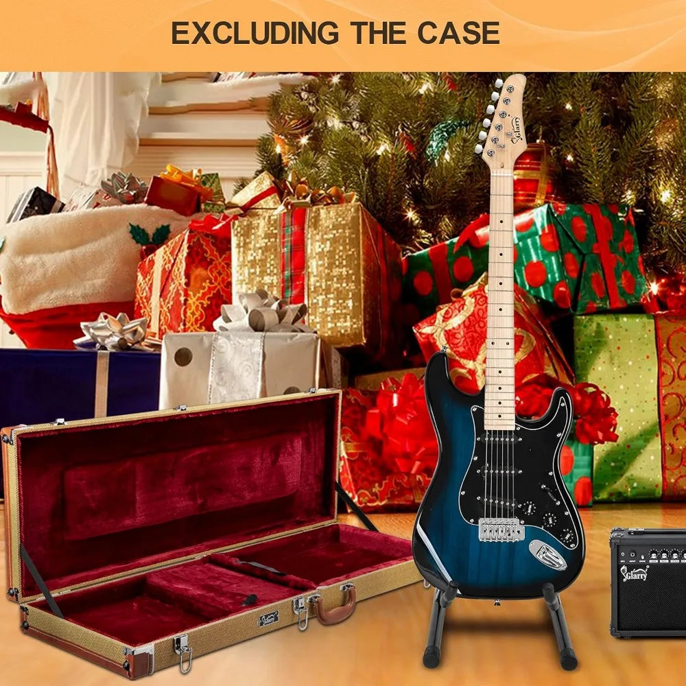 Full Size Electric Guitar for Beginners with 20W Amp and Accessories - Dark Blue, 39" Right Handed