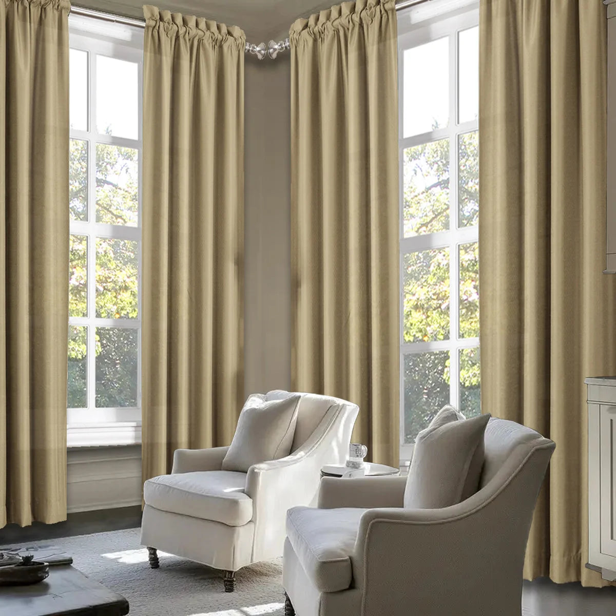 Sabalanica Light Filtering Polyester Curtains Rod Pocket Set