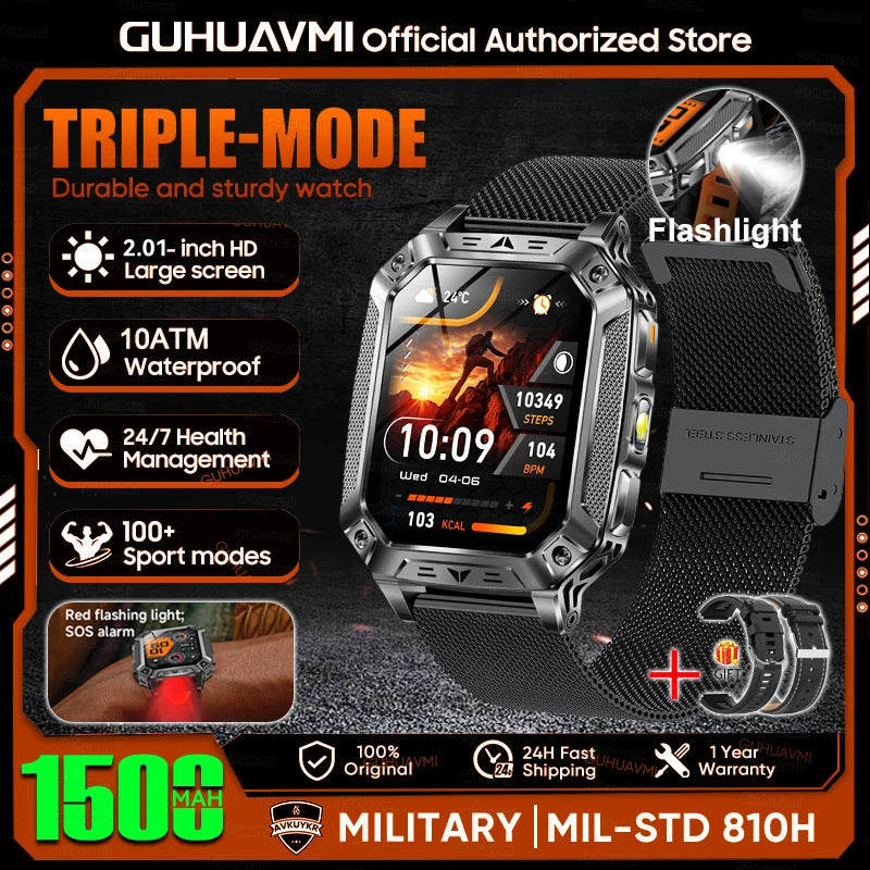 Military Grade Smart Watch With 1500mAh Battery And 100 Days Battery Life