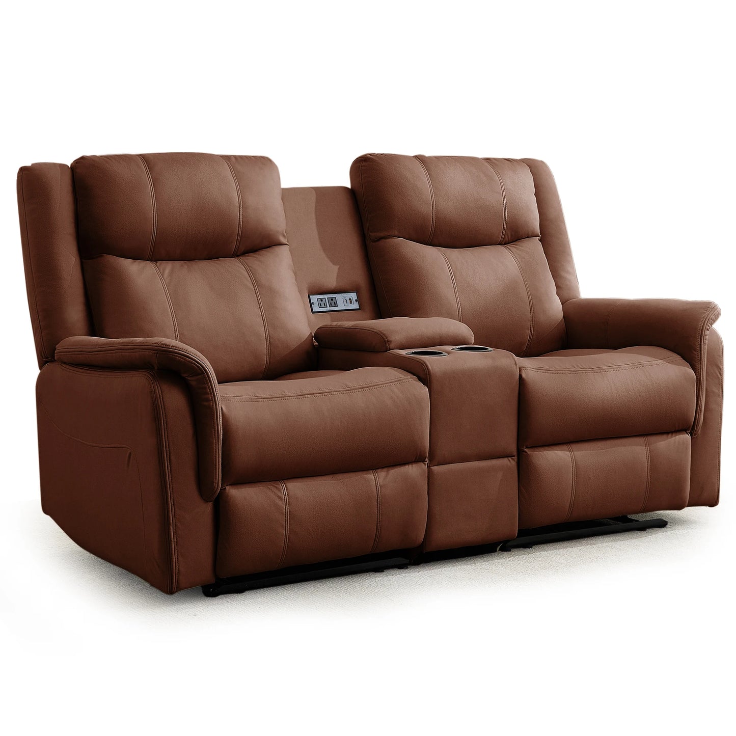 KORSER Two-Seater Loveseat Recliner With USB Ports And Cup Holders