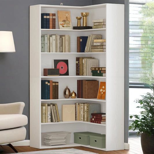 ANCTOR Corner Bookshelf Baffles 6 Tiers Etagere For Living Room