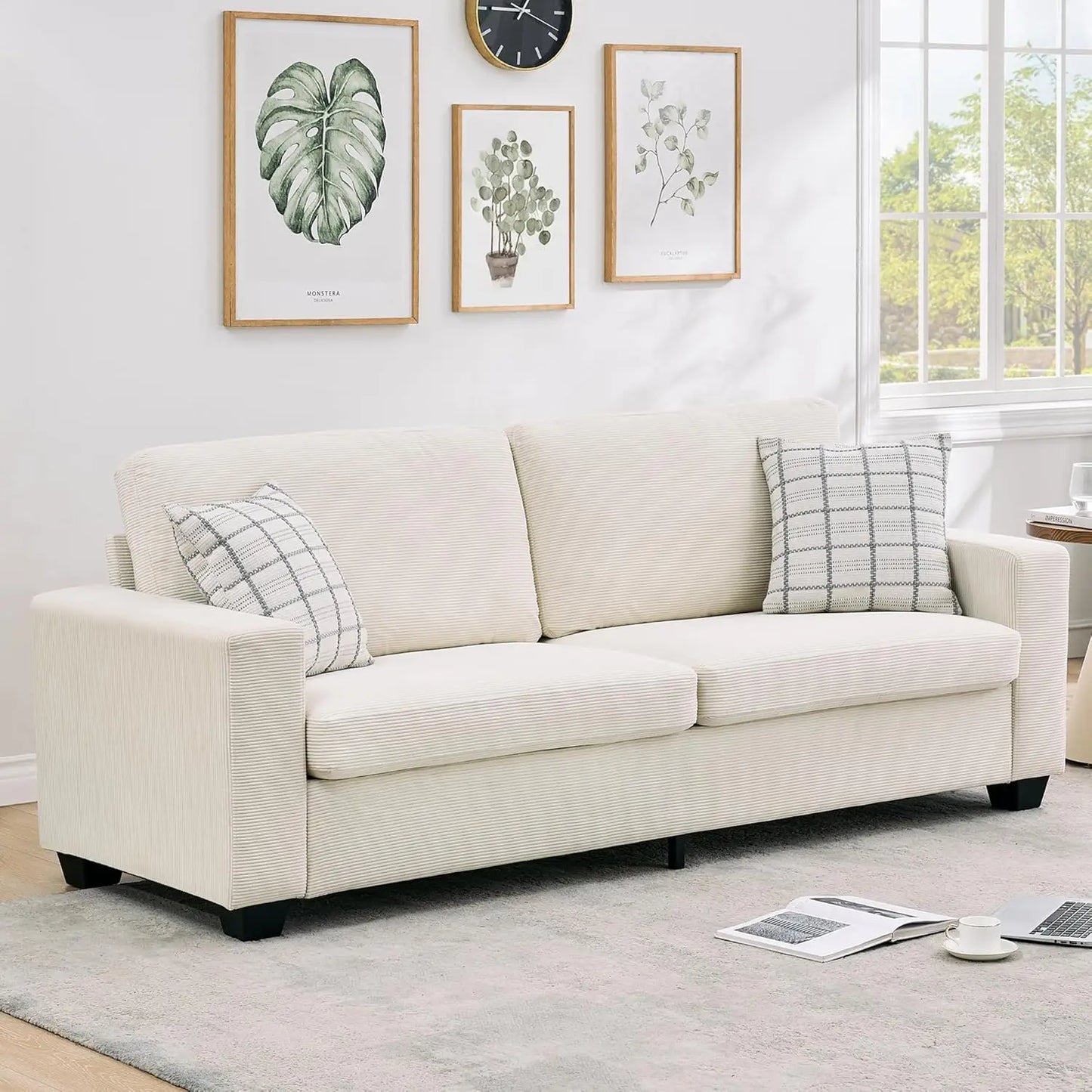 HobbyLane Modern Deep-Seat Sofa With Wide Armrests Removable Washable Cover