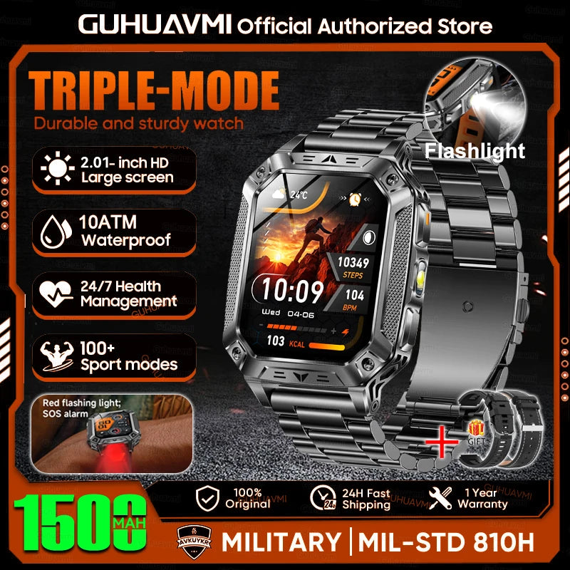 Military Grade Smart Watch With 1500mAh Battery And 100 Days Battery Life
