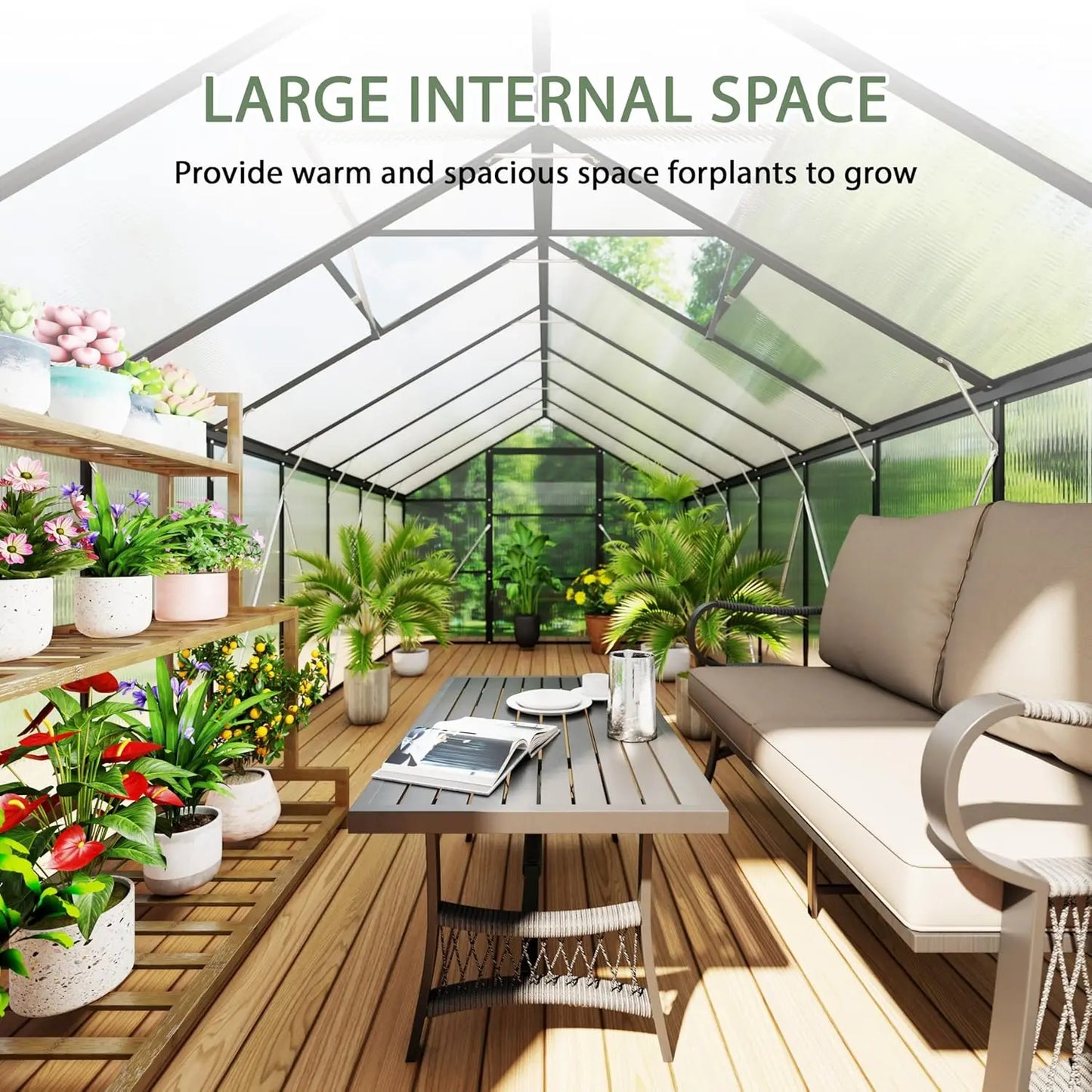 Heavy Duty Outdoor Greenhouse With Aluminum Frame And Polycarbonate Panels