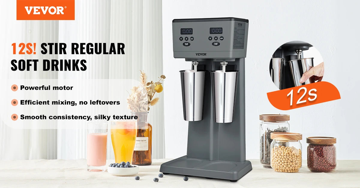 VEVOR Double Head Milkshake Machine 375W Commercial Blender