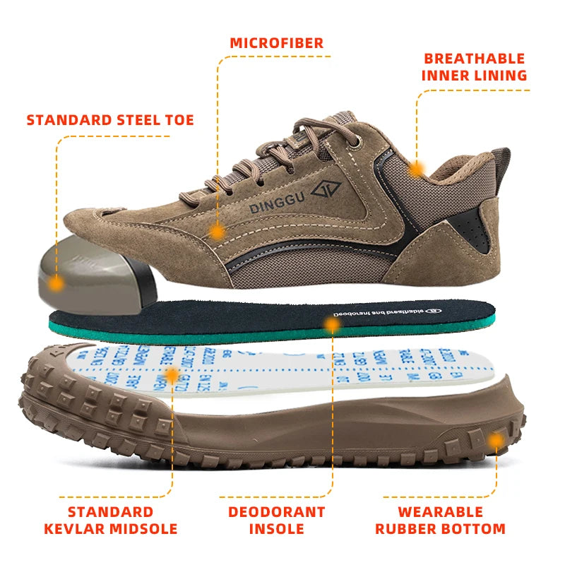 Men's Steel Toe Anti-Puncture Breathable Industrial Construction Shoes