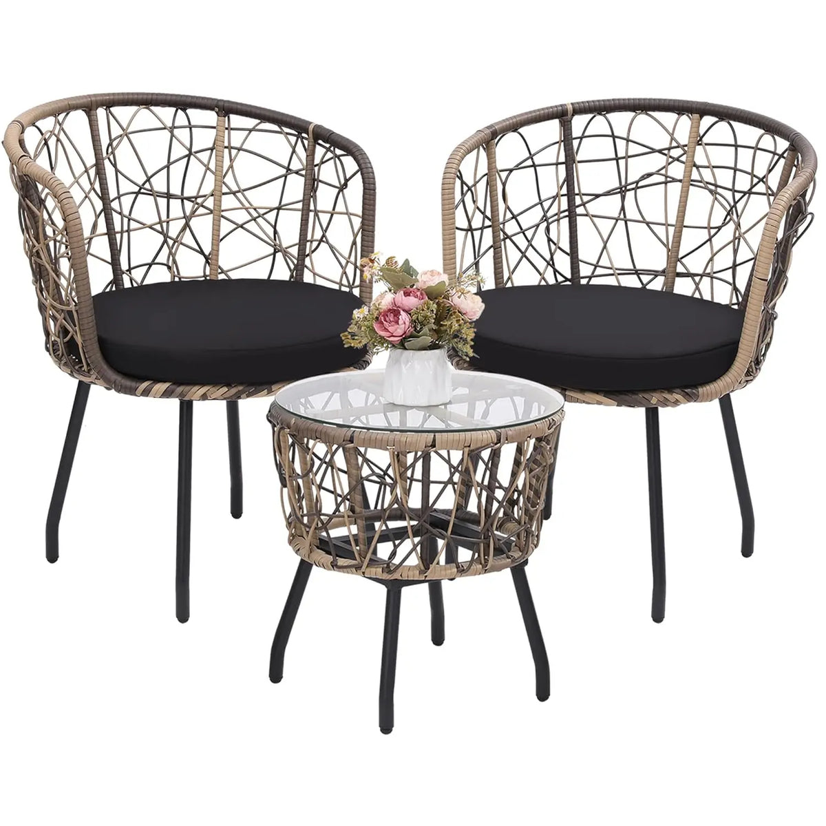 Modern Rattan Outdoor Patio Bistro Set With Sofa And Chairs