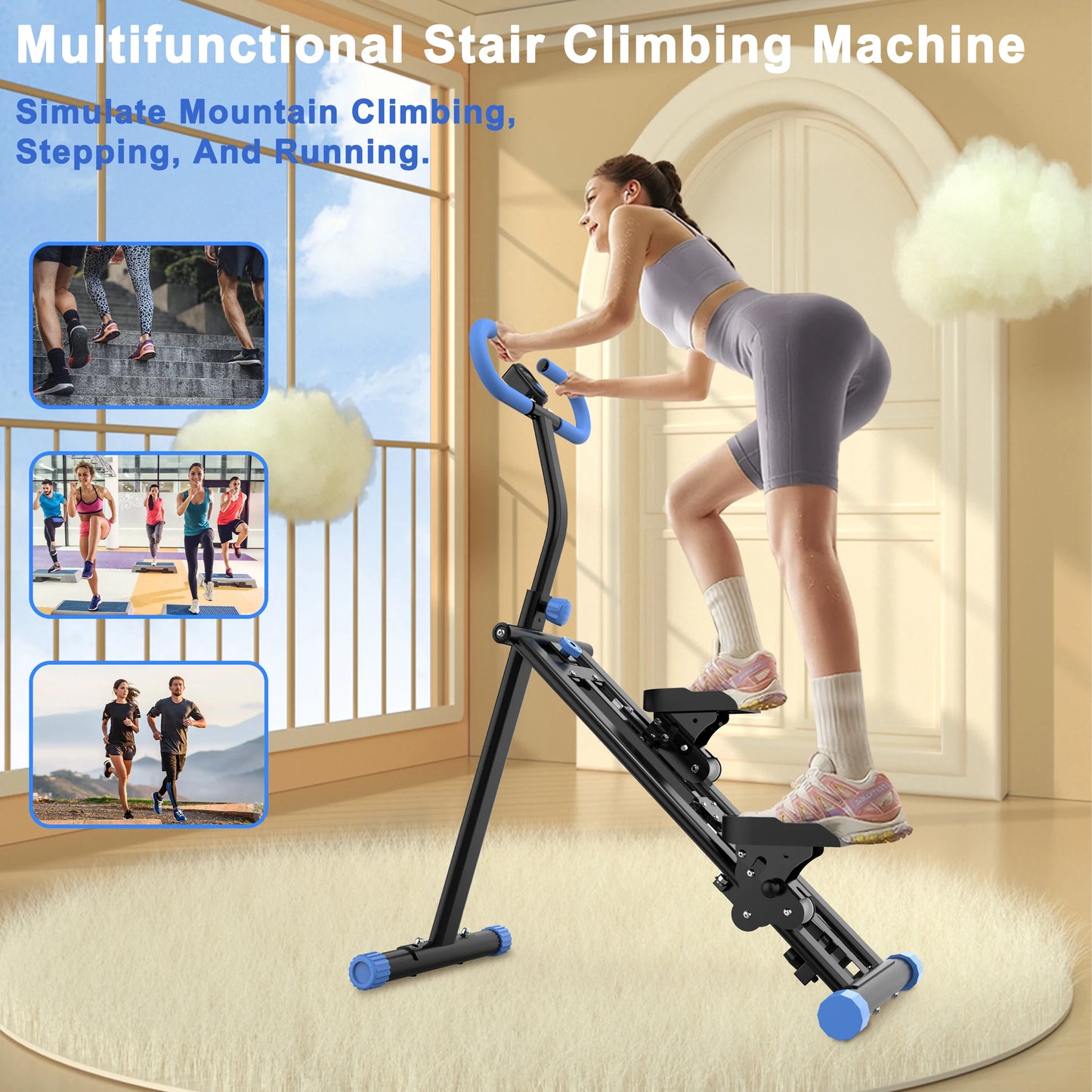 Stable Vertical Climber Workout Stepper With Adjustable Handlebars