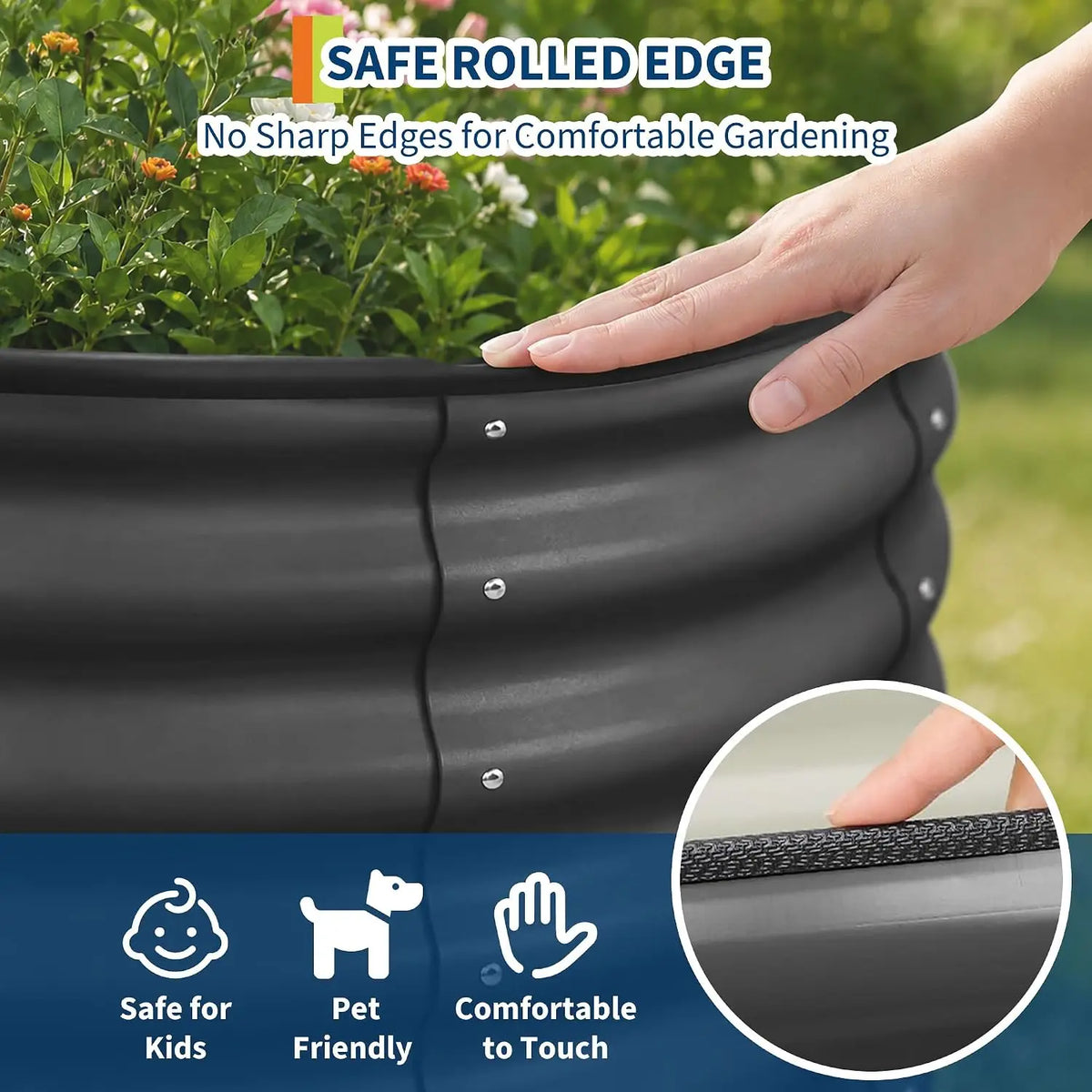 Tacleekii Galvanized Steel Oval Raised Garden Bed Planter Box