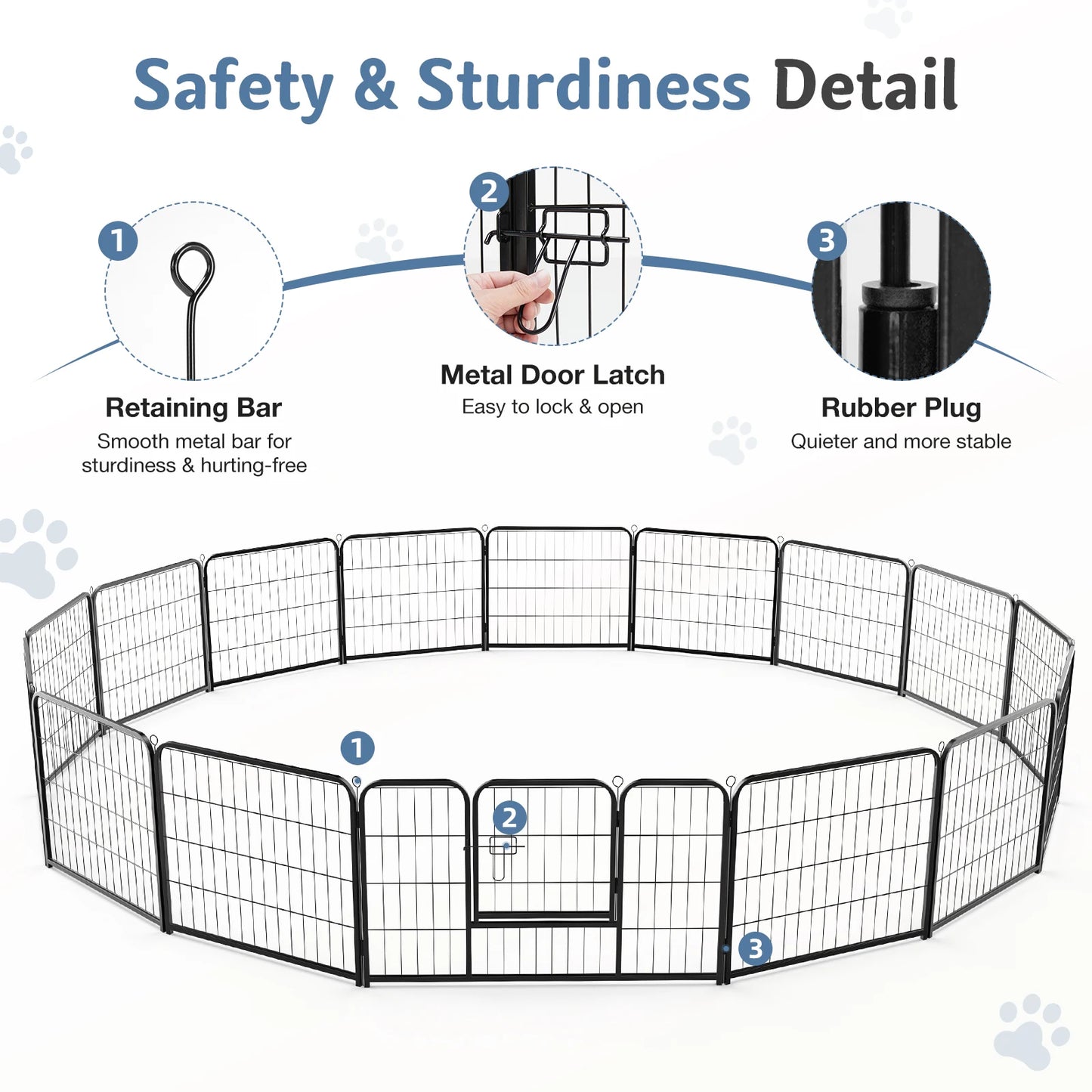 Jhk 16 Panel Metal Dog Playpen Exercise Fence