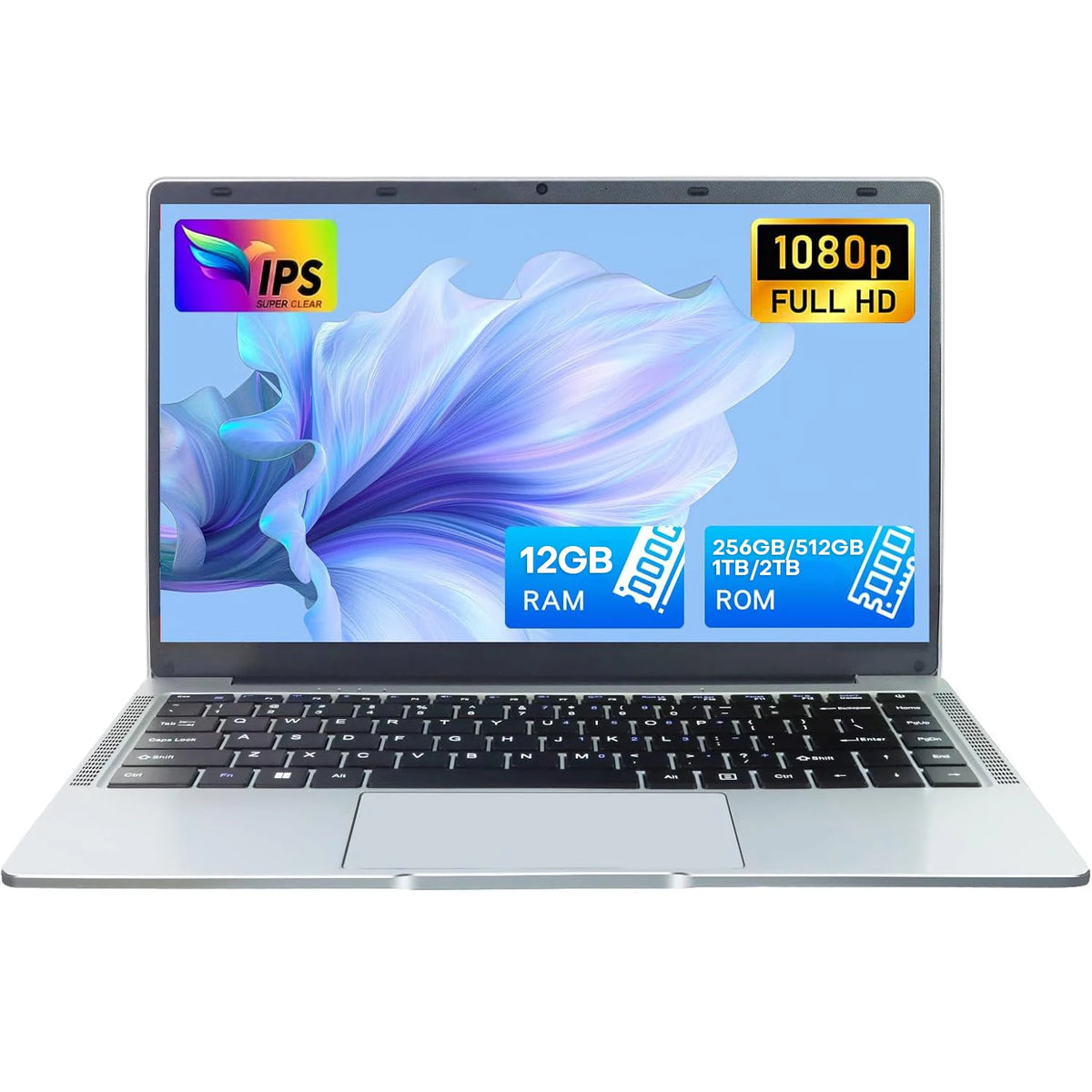 Xiaman 14.1" Ultra Slim Windows 11 Pro Laptop Computer Intel Atom A3950 12GB RAM 1TB 2TB SSD Notebook PC 1080P HD Office Study Laptops