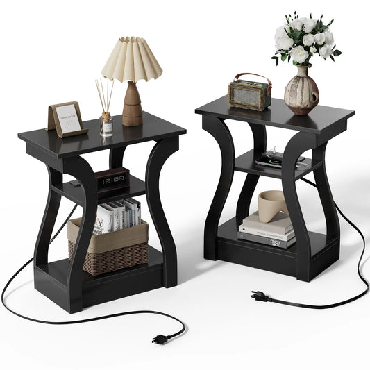 MCQ Modern Metal Side Cabinet With Integrated Charging Station