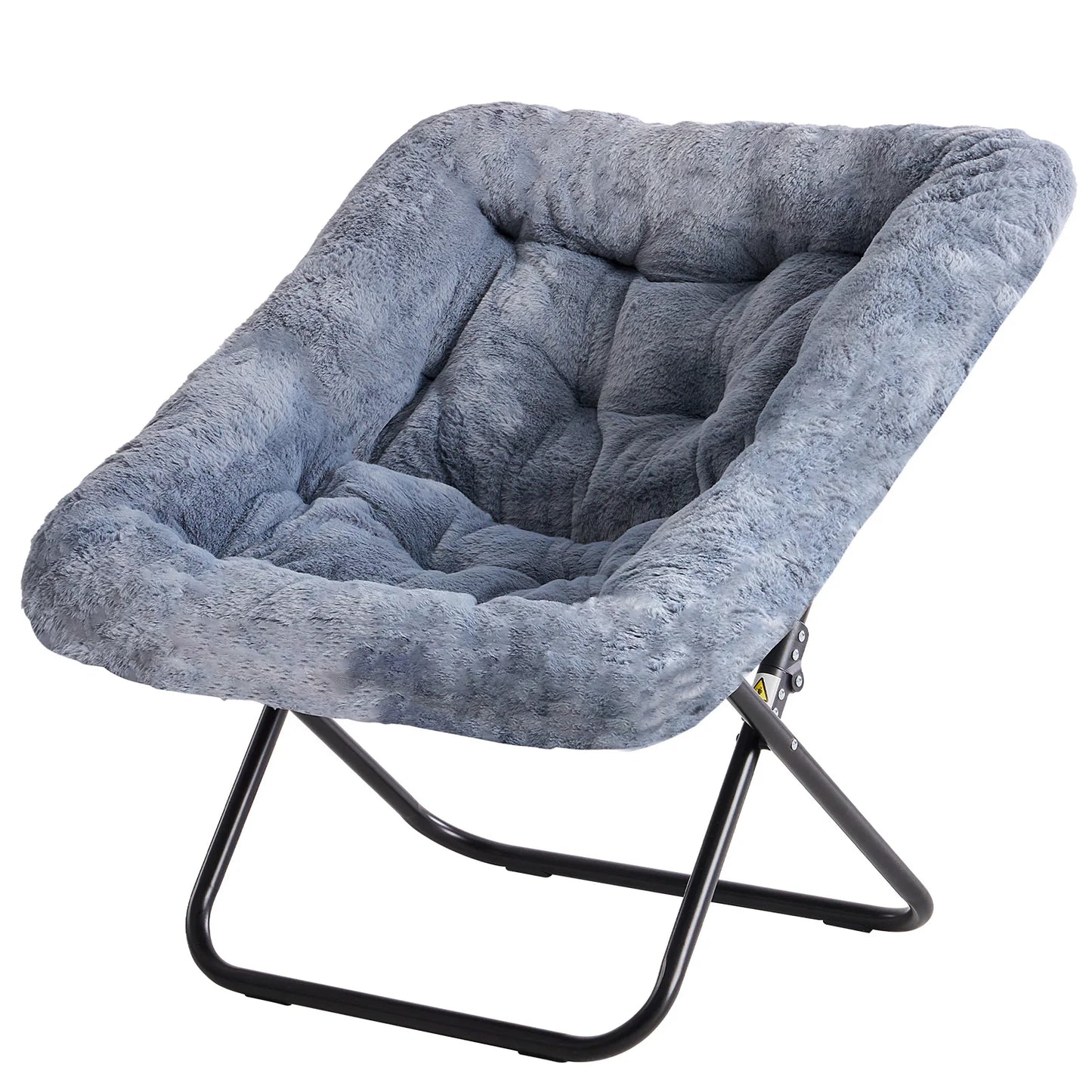 JHK Large Faux Fur Saucer Chair With Metal Frame