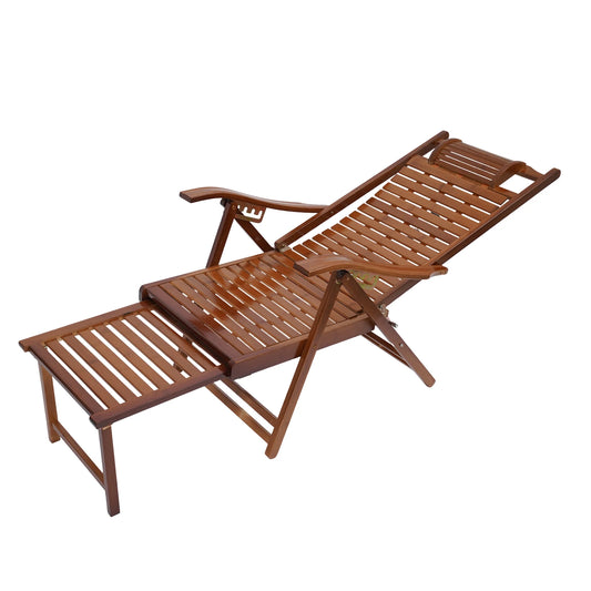 Bamboo Folding Lounge Chair With Adjustable Backrest