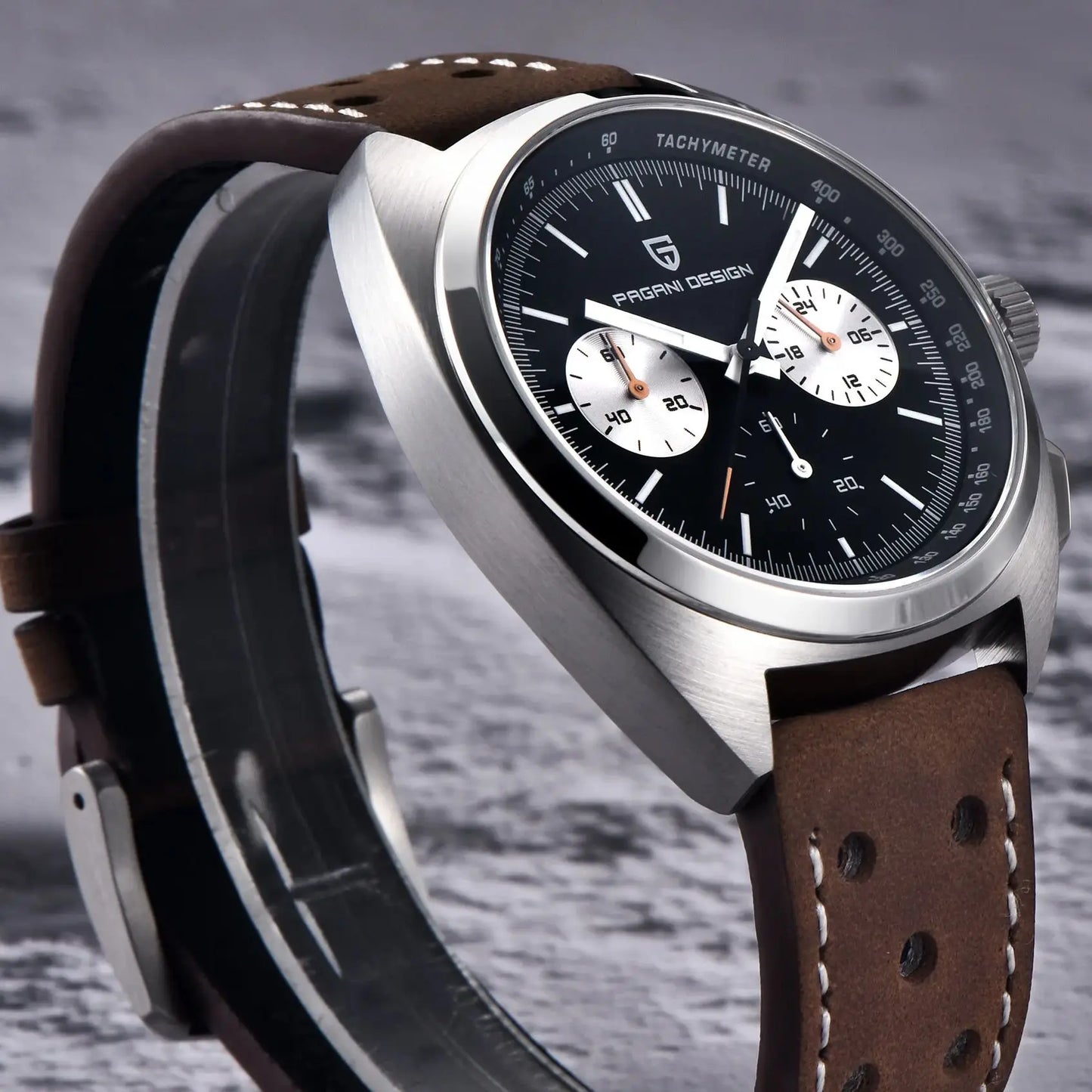 PAGANI DESIGN Men's Watches Retro Panda Dial Quartz Watch Men Japan VK63 Chronograph Sapphire glass Wrist Watch Men 2024 New