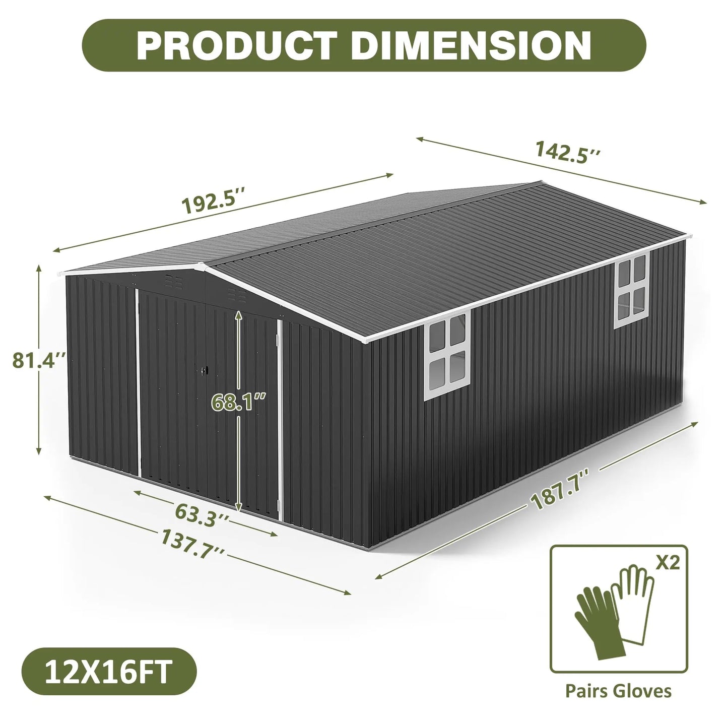 Viwat Heavy Duty Outdoor Metal Storage Shed