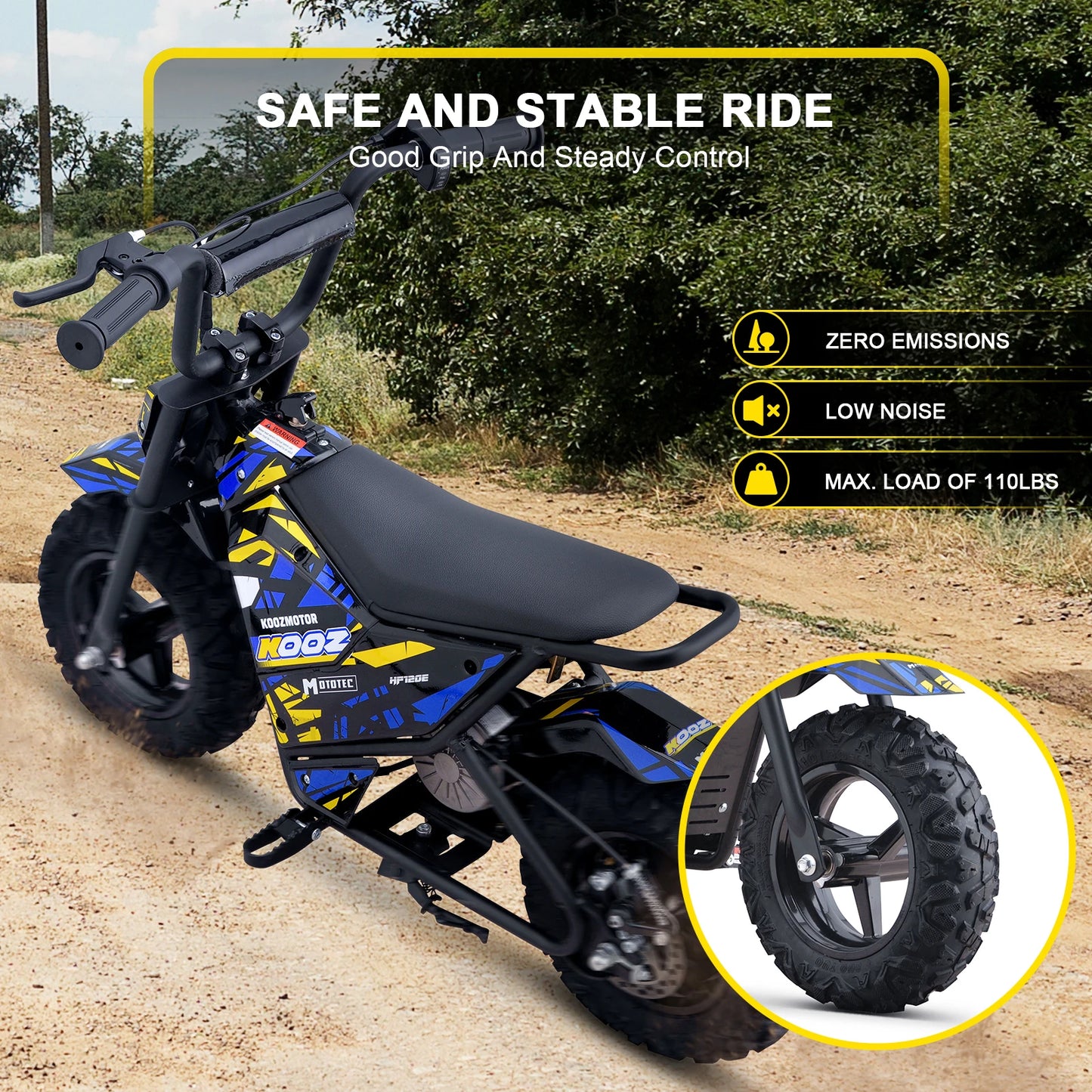 KOOZ HP120E 24V Electric Dirt Bike For Kids 10 MPH
