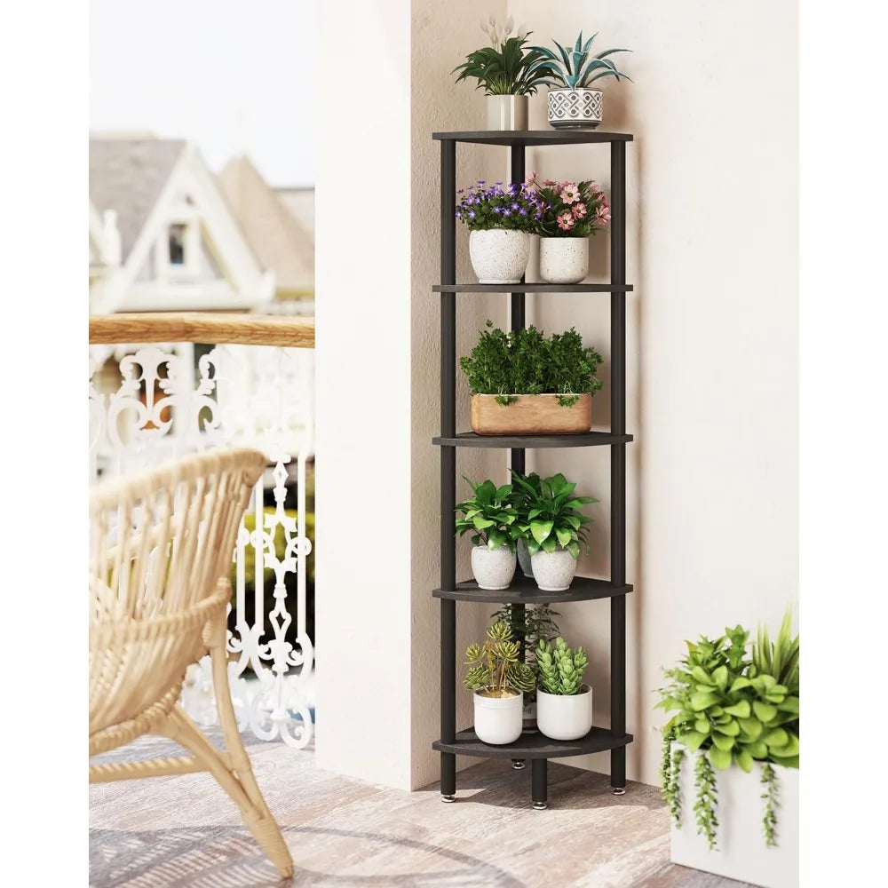 IBUYKE 5 Tier Corner Shelf Stand Industrial Display Rack