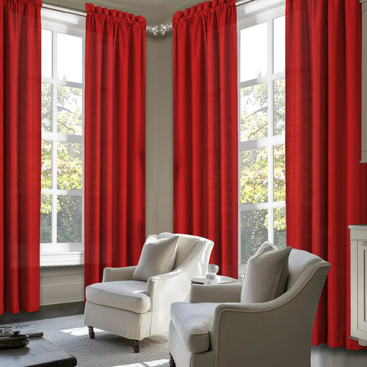 Sabalanica Light Filtering Polyester Curtains Rod Pocket Set