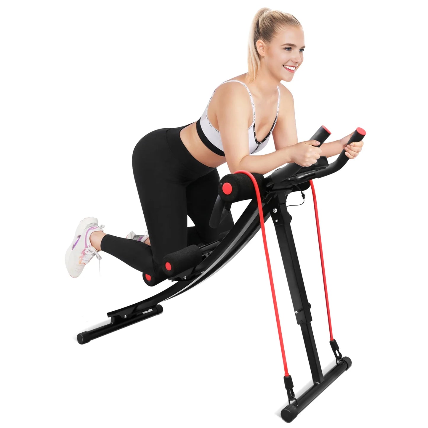 Foldable Adjustable Ab Trainer With Resistance Bands And Lcd