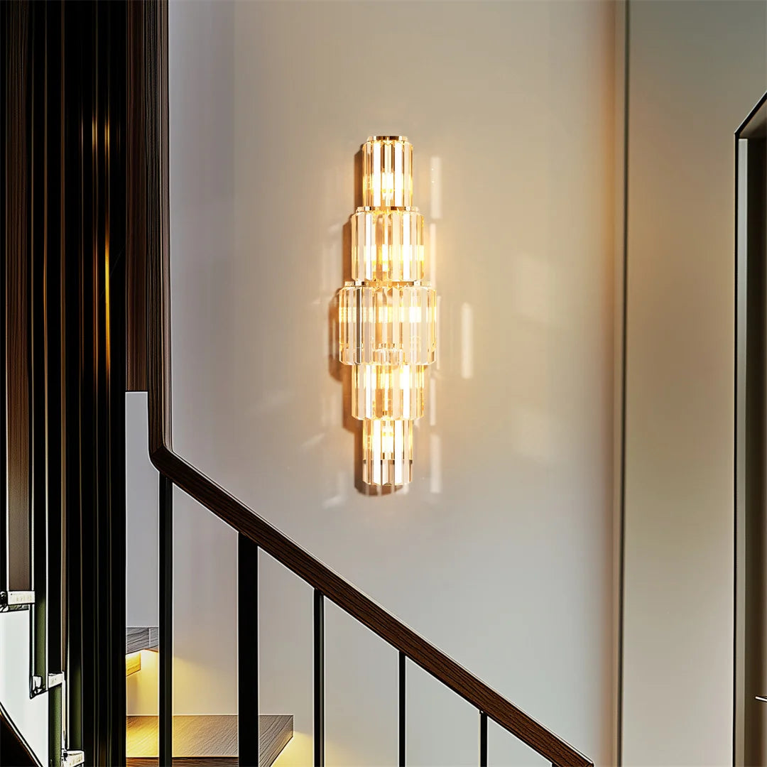 LUVODI Modern Crystal Wall Lamp 3-Layer Sconce Light With E14 LED