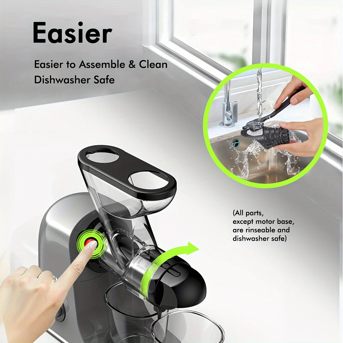 SIFENE Cold Press Juicer Slow Masticating Dual Mouth Anti Clog