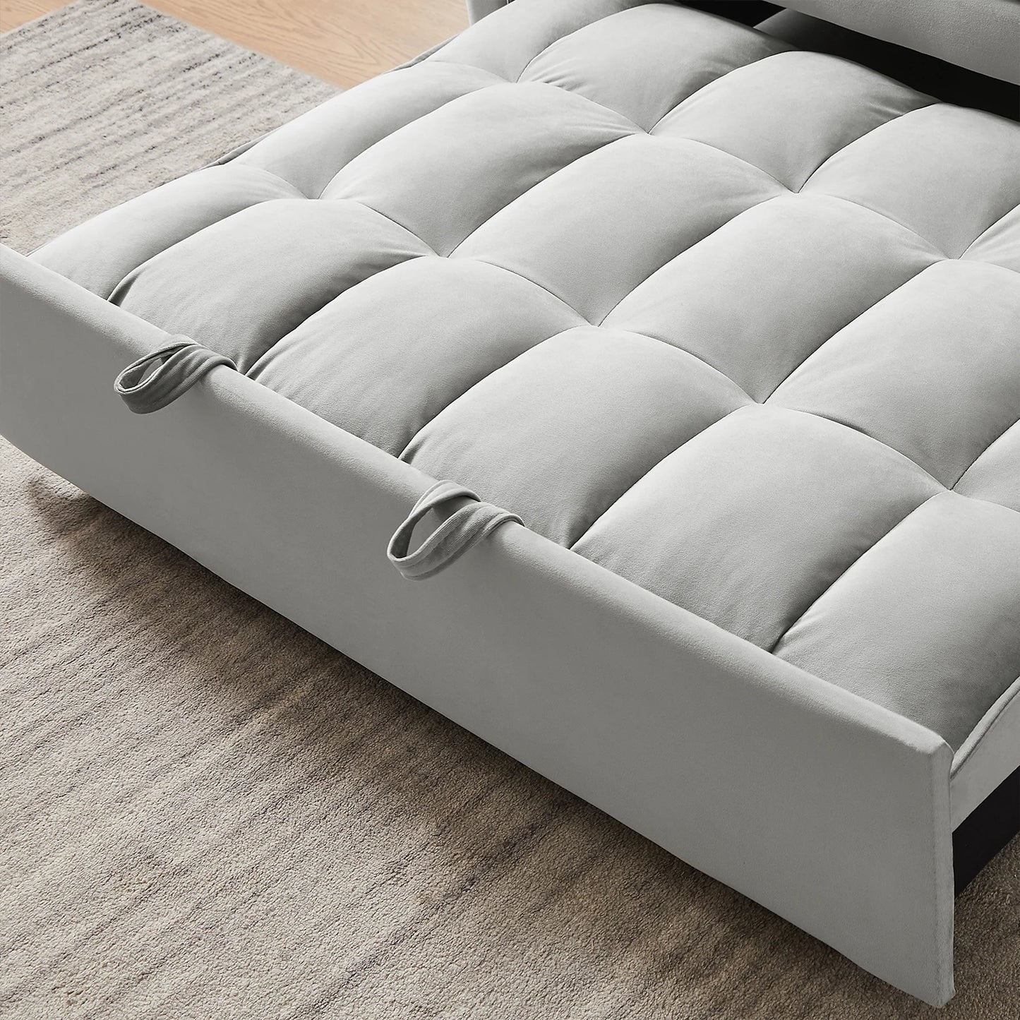 Velvet Convertible Sleeper Sofa With Modern Tufted Back Design