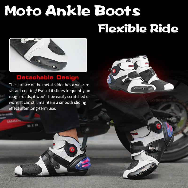 Unisex Leather And Mesh Motorcycle Boots For Men And Women