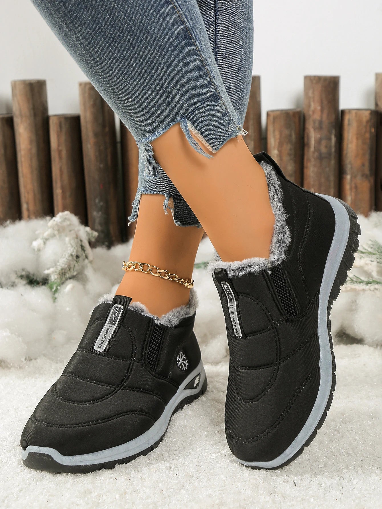Women's Snow Boots With Fleece Lining For Warmth And Grip