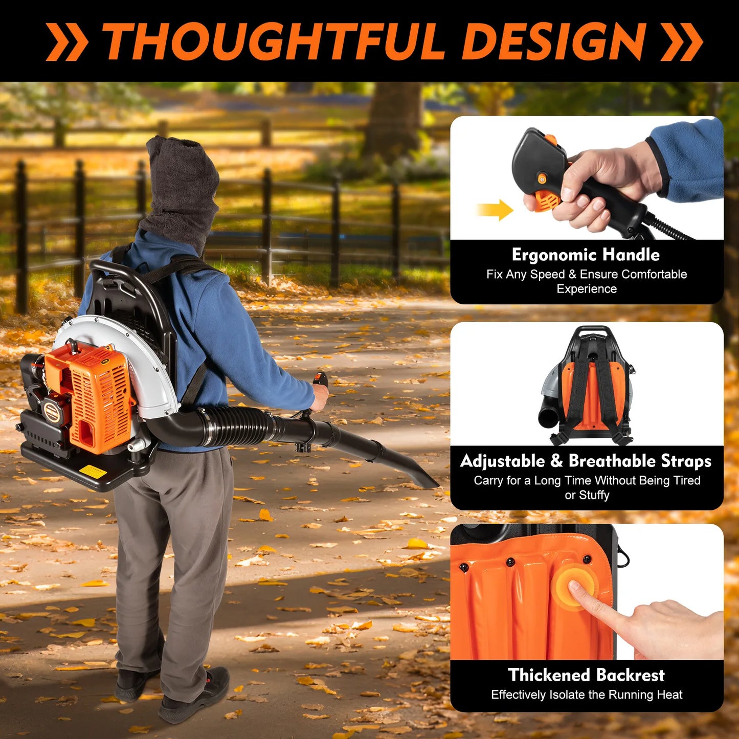 Bymaocar 2-Stroke Gas Leaf Blower Backpack 2.7kW