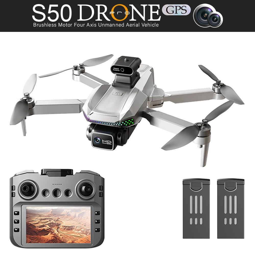 EY S50 Pro GPS Drone With 2 Batteries Large Screen Remote Real Time HD Camera