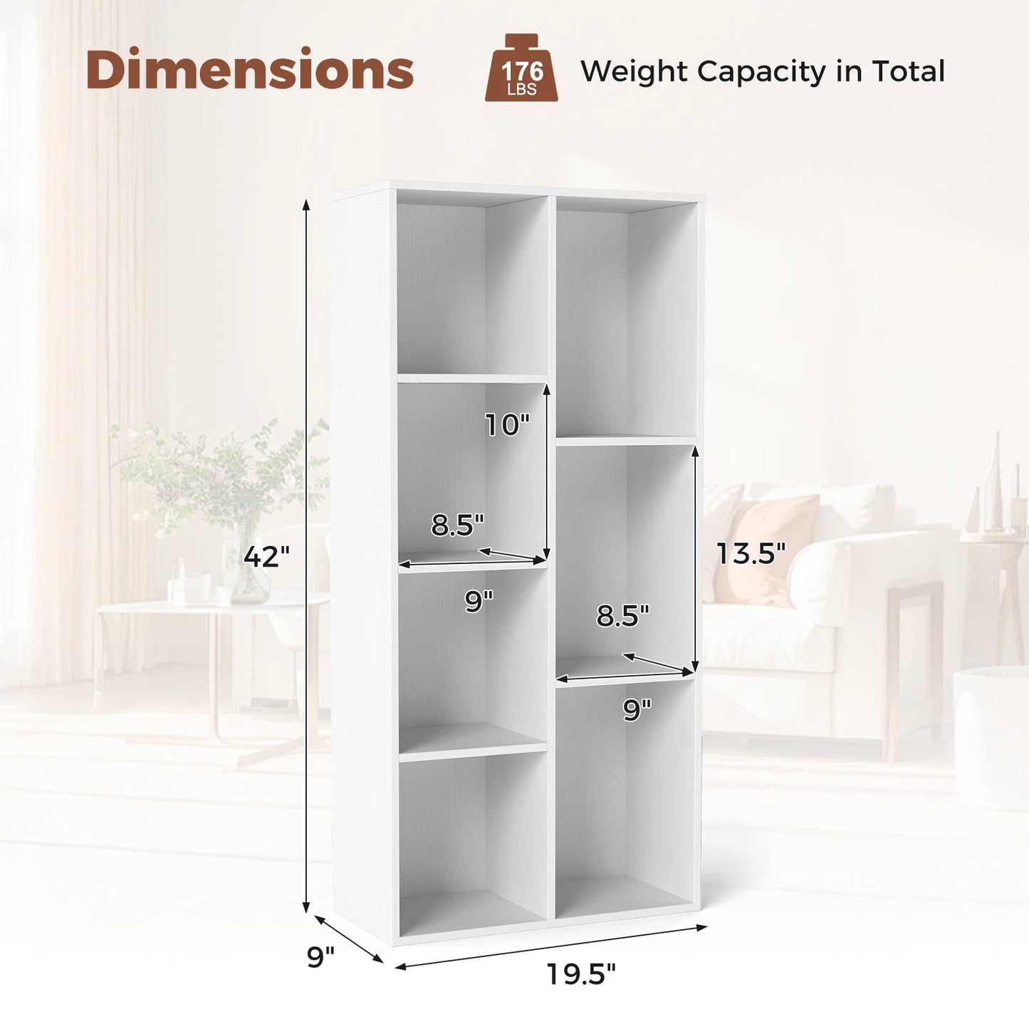 HOMASIS 7 Cube Bookcase Freestanding Wood Storage Shelf