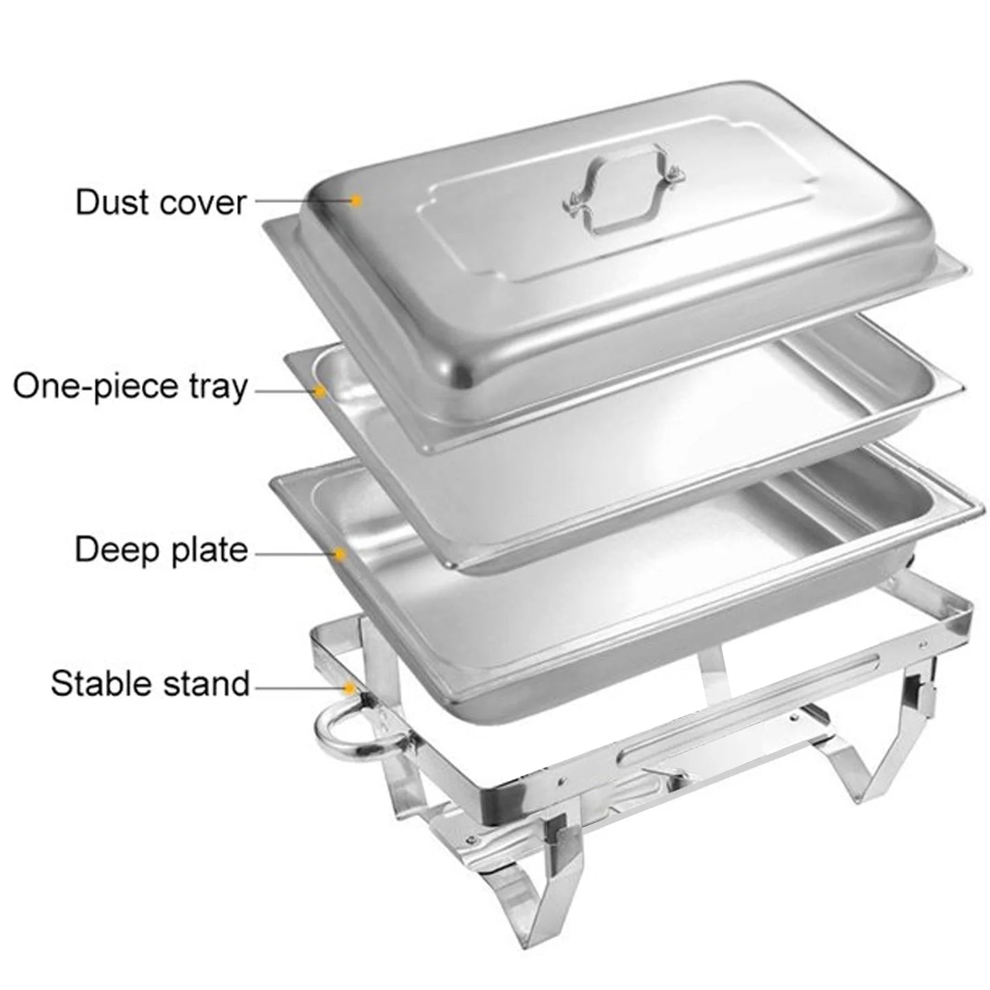 2/4/6Pack Chafing Dish Buffet Set Stainless Steel 8QT Food Servers and Warmers Fuel Holder for Party Catering Wedding