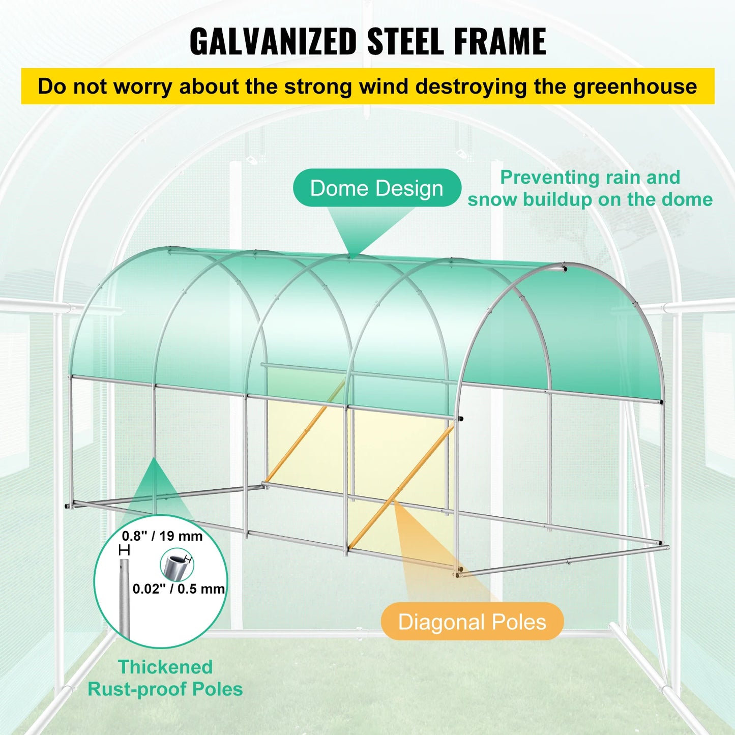 SucceBuy Walk In Tunnel Greenhouse With Waterproof Cover