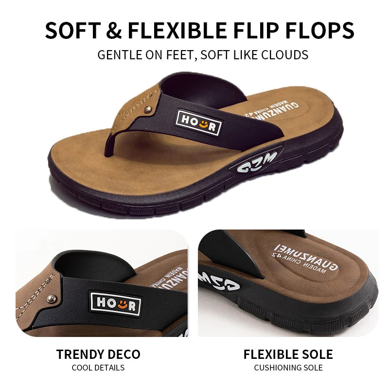 Men's Beach Slippers Anti-Slip Wear-Resistant Thick Sole PVC Sandals