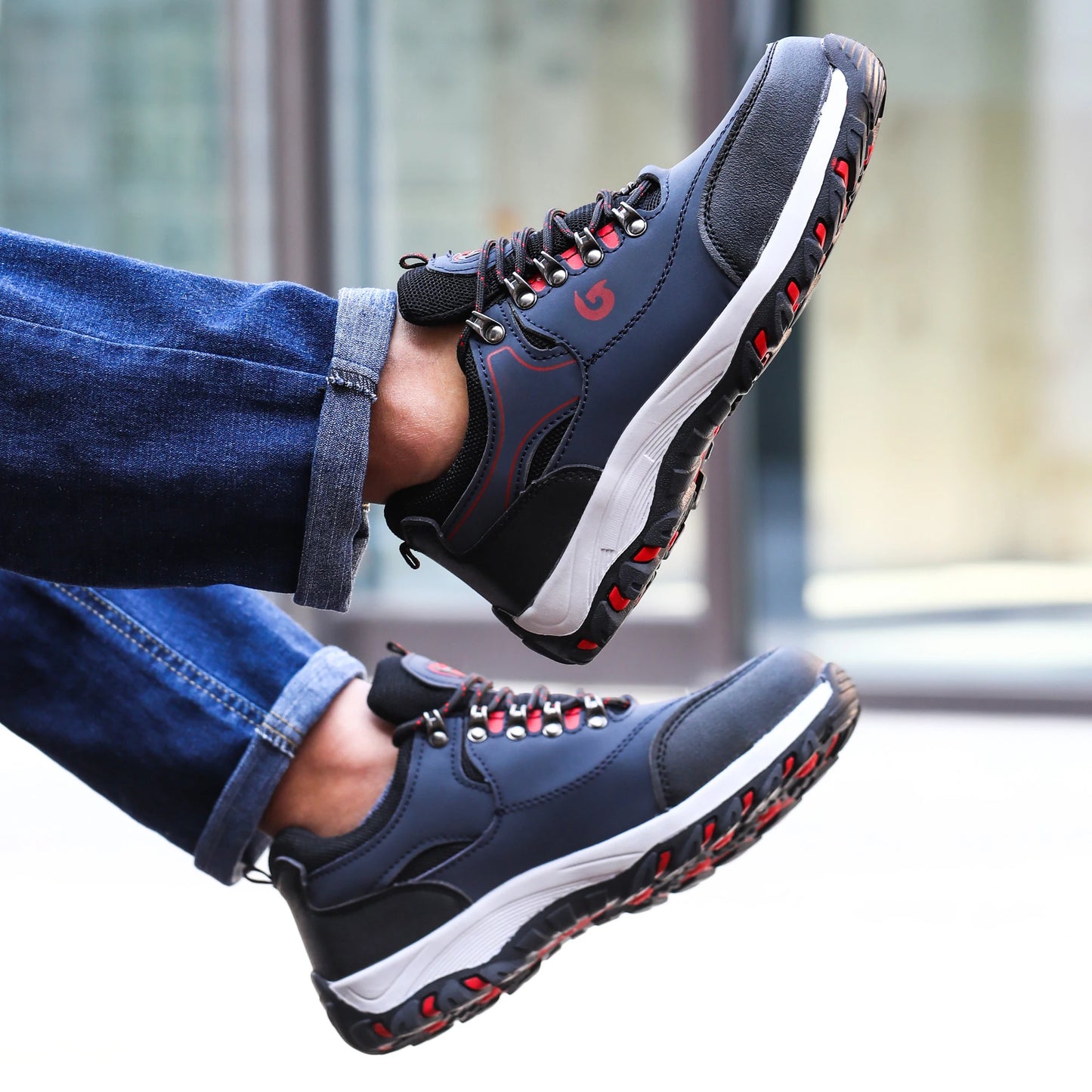 Manlegu Men's Steel Toe Safety Shoes Anti-Puncture Non-Slip Boots