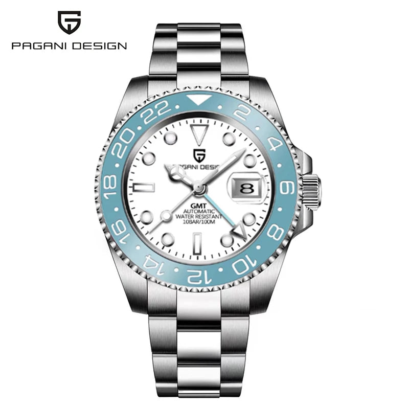 PAGANI DESIGN 40mm Automatic GMT Wristwatch Stainless Steel Waterproof Men Watch Top Brand Mechanical sports Watches Men PD-1662