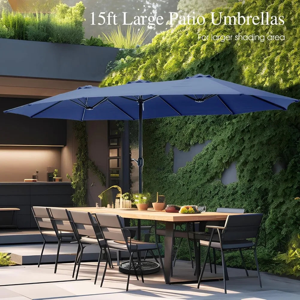 Rectangular Market Patio Umbrella With Stainless Steel Frame And Base Included