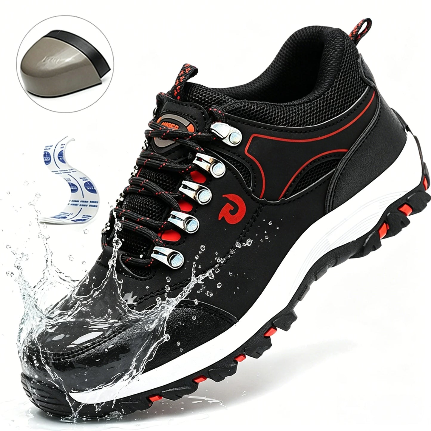 Manlegu Men's Steel Toe Safety Shoes Anti-Puncture Non-Slip Boots