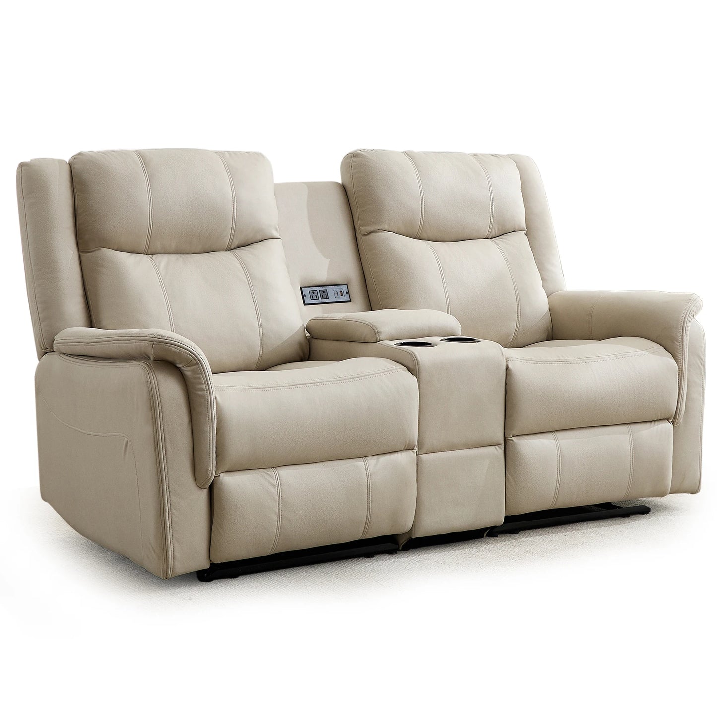 KORSER Two-Seater Loveseat Recliner With USB Ports And Cup Holders