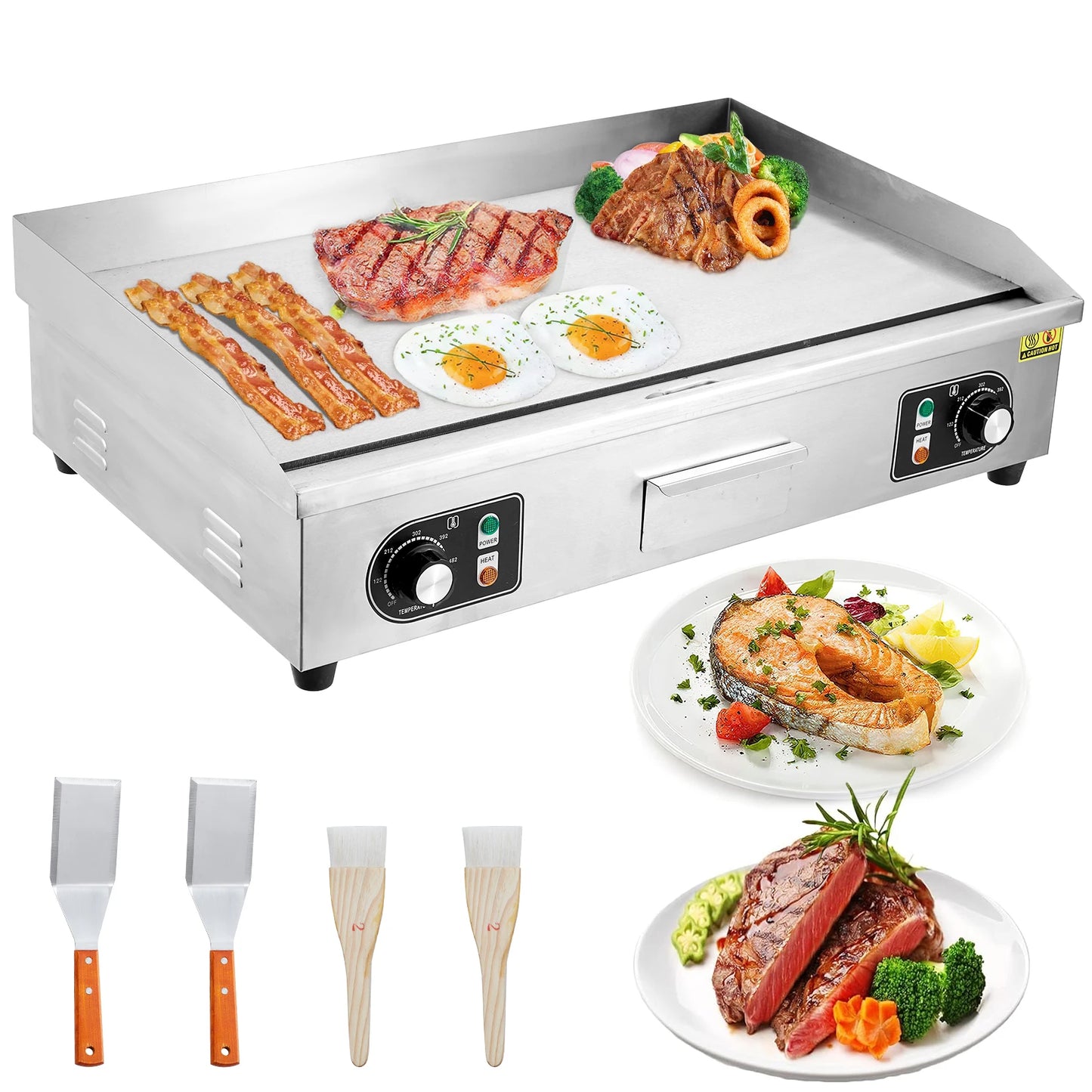 Adoolla 1500W 110V Commercial Electric Grill Countertop Nonstick Teppanyaki